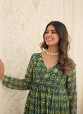 Swank Looking Partywear Salwar Suit in Green Colour